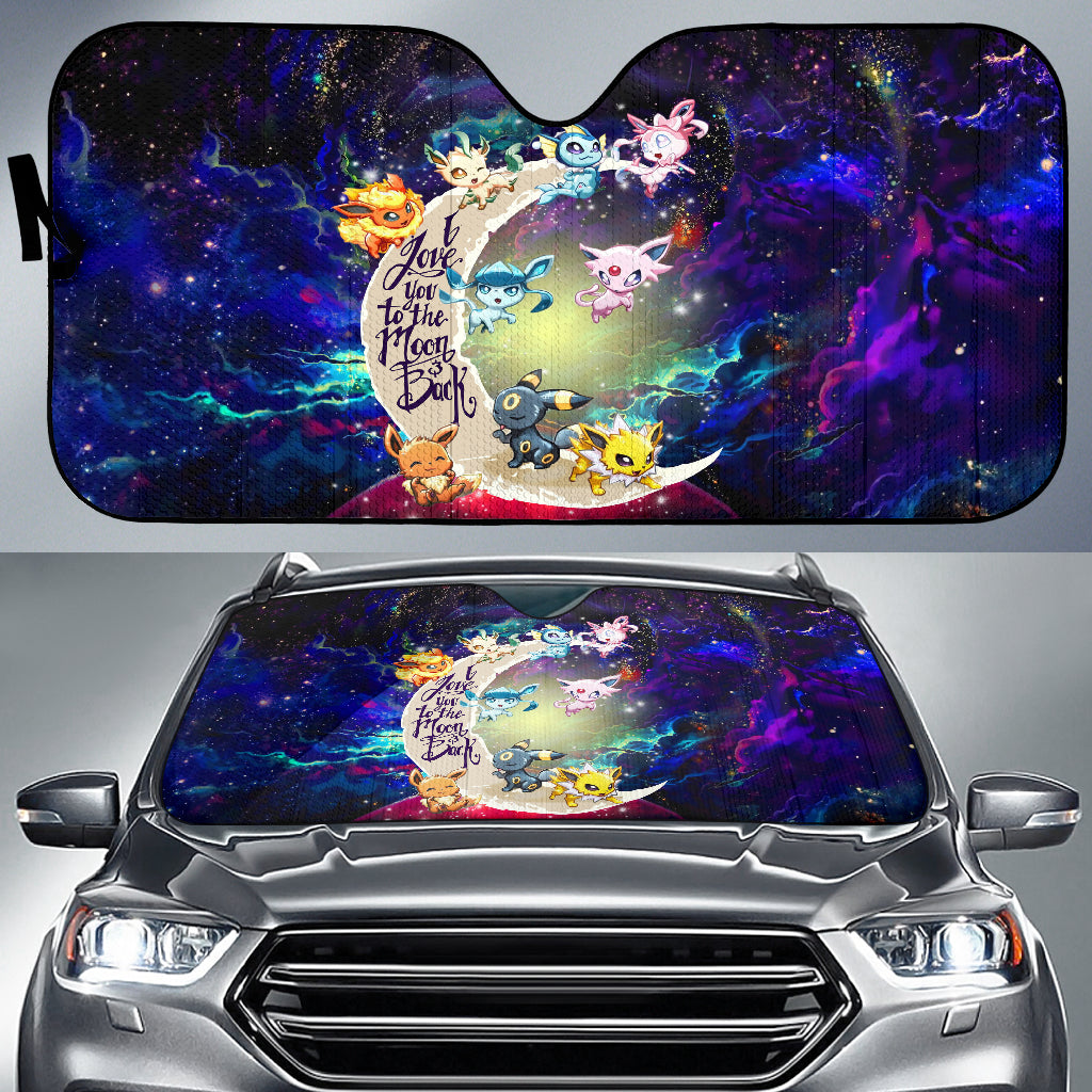 Eevee Evolution Galaxy Sunshades for Car Auto - Love You To The Moon