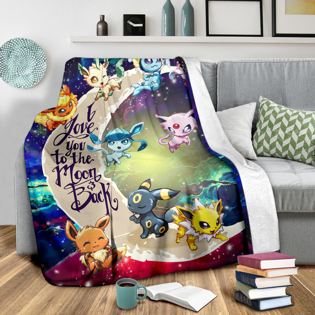 Eevee Galaxy Blanket - Love You To The Moon Premium Pokemon Throw