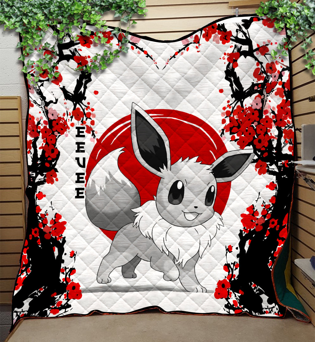 Eevee Quilt Blanket - Japan Style Pokemon Bedding Cozy Throw