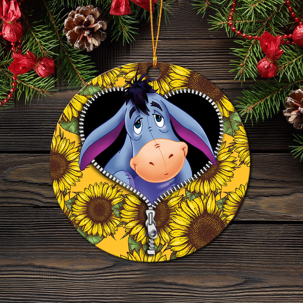 Eeyore Sunflower Ornament Holiday Gift Circle Zipper