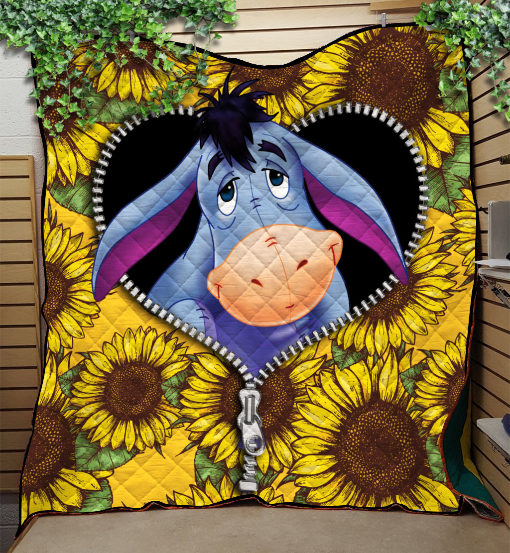 Eeyore Sunflower Quilt Blanket for Cozy Home Decor