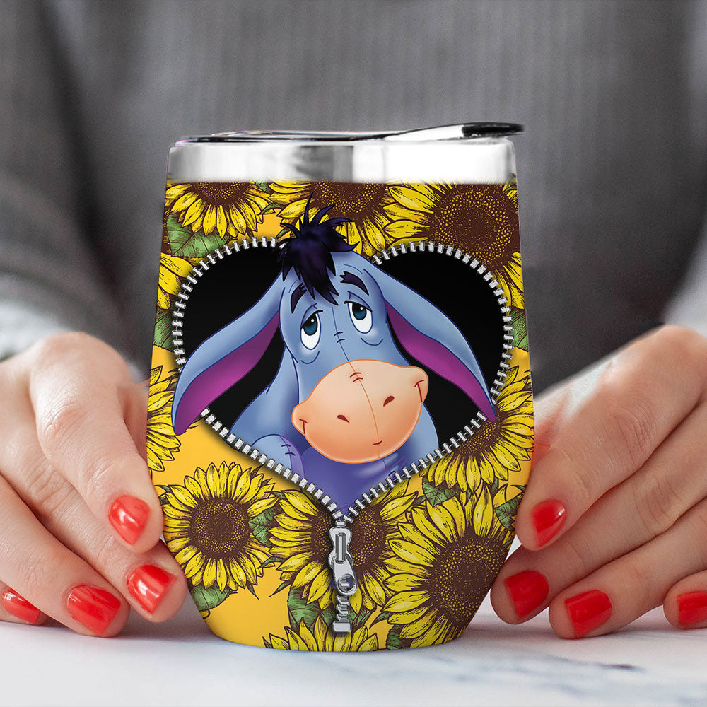 Eeyore Sunflower Insulated Wine Tumbler with Zipper Closure