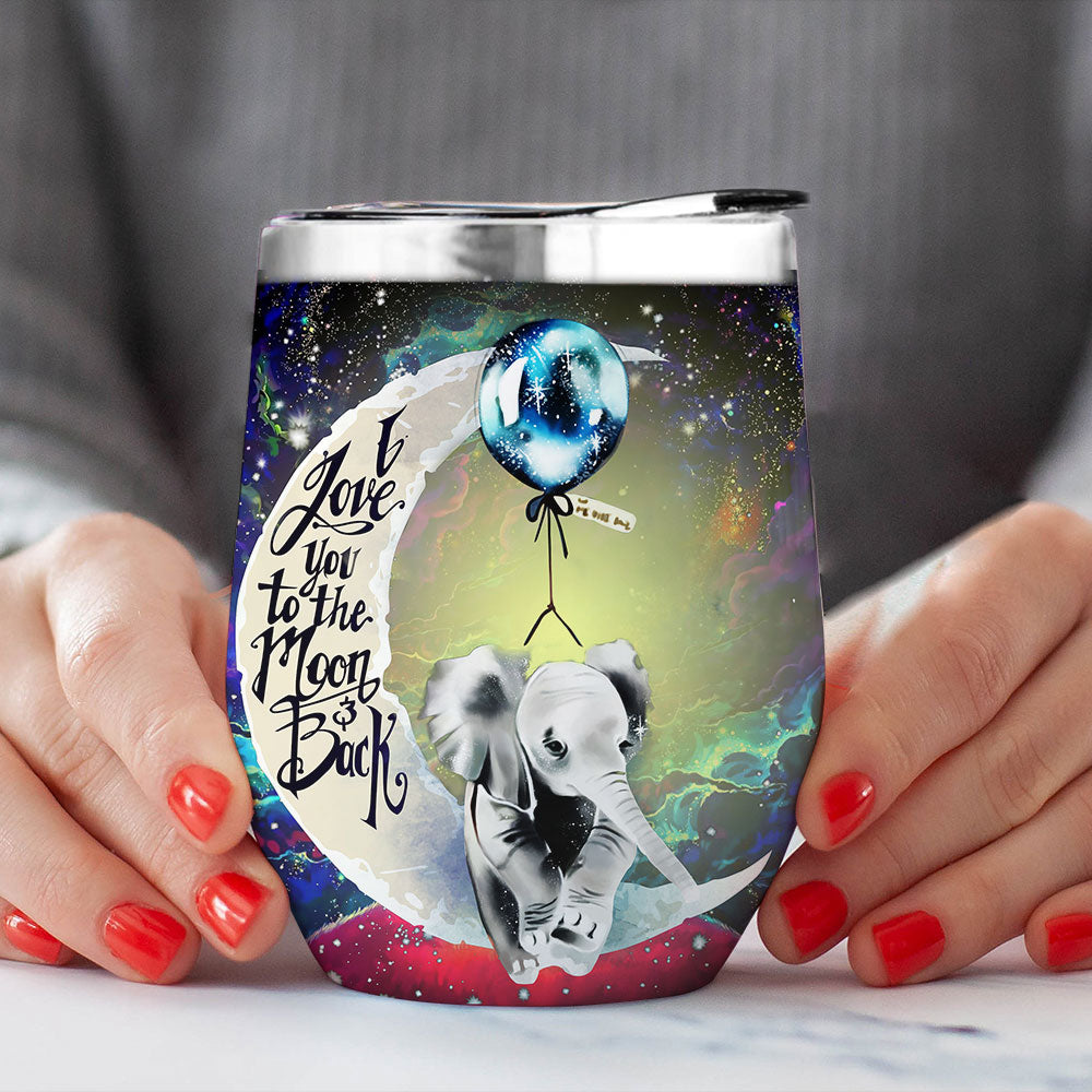 Elephant Love You To The Moon Premium Wine Tumbler Gift