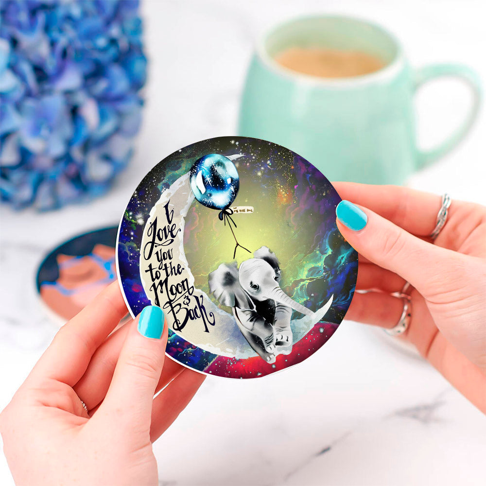 Elephant Love You To The Moon Galaxy Coasters -  Drink
