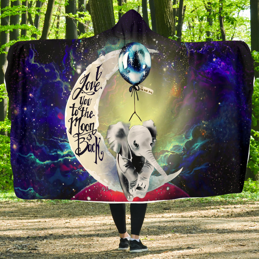 Elephant Love You To The Moon Galaxy Hooded Blanket Economy Size