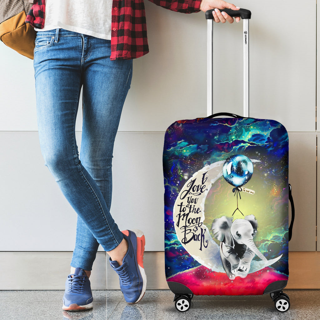 Elephant Love You To The Moon Galaxy Suitcase Protector Cover