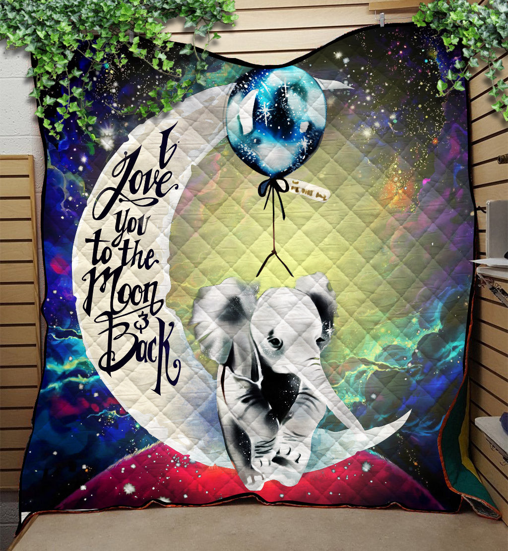 Elephant Galaxy Quilt Blanket - Love You To The Moon Design