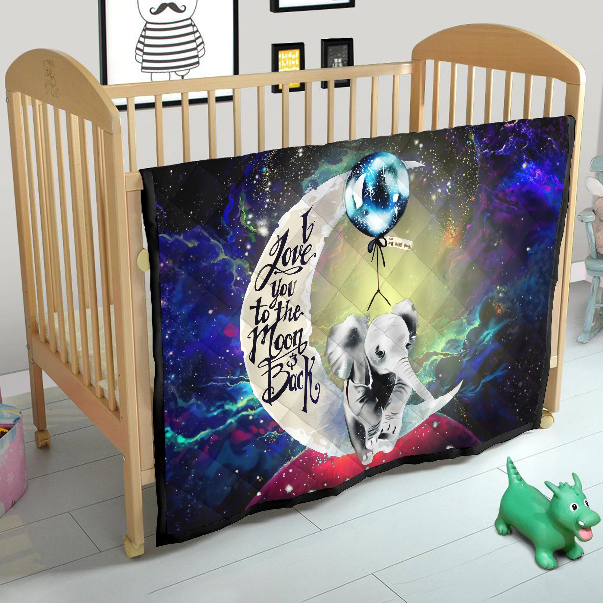 Elephant Galaxy Quilt Blanket - Love You To The Moon Design