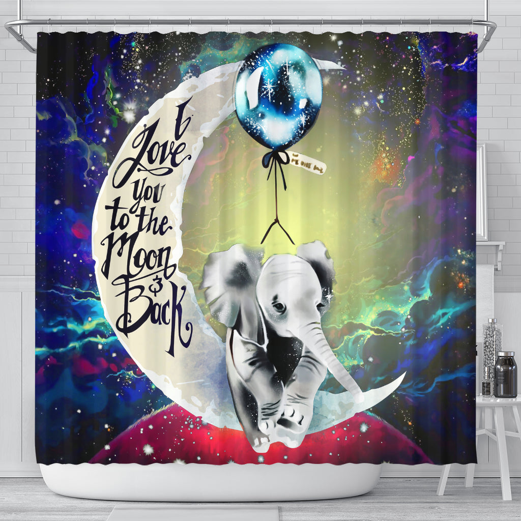 Love You To The Moon Elephant Galaxy Shower Curtain