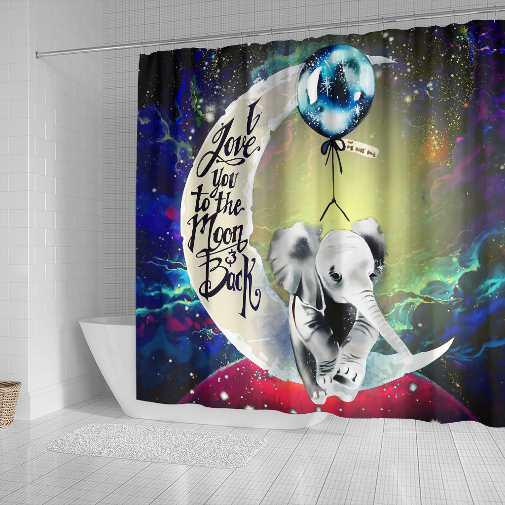 Love You To The Moon Elephant Galaxy Shower Curtain