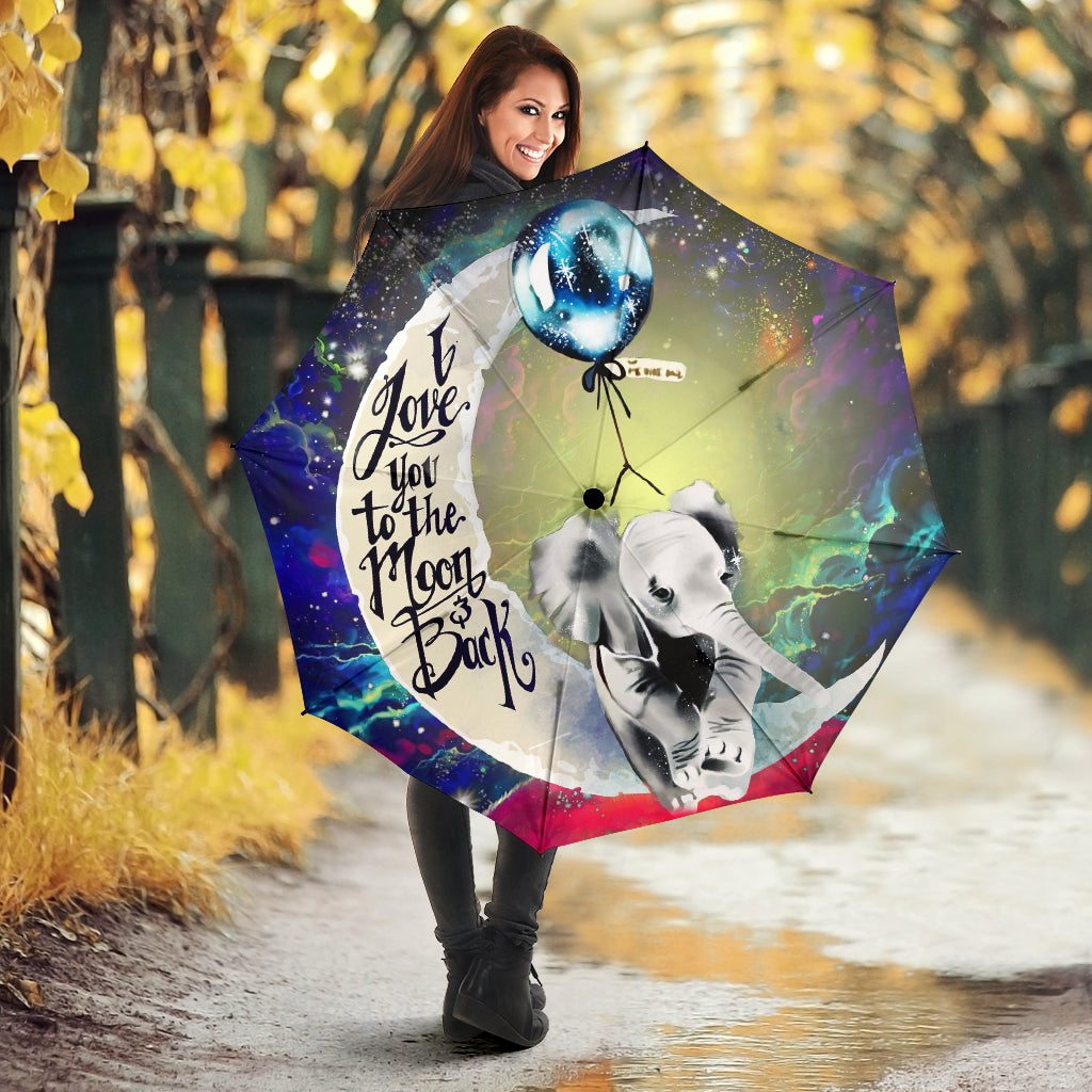 Love You To The Moon Elephant Galaxy Umbrella Elephant