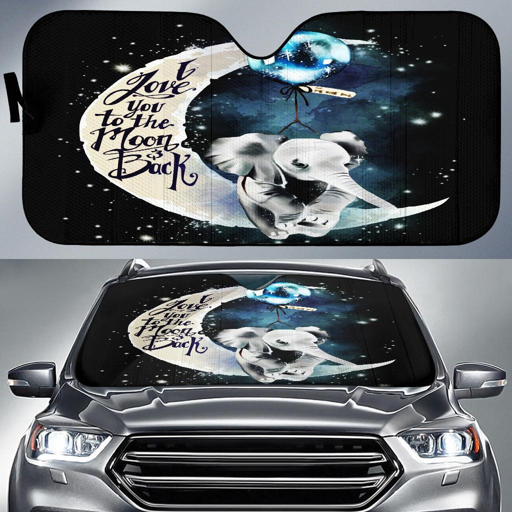 Elephant Car Sun Shades - Moon And Back Design For Auto Protection