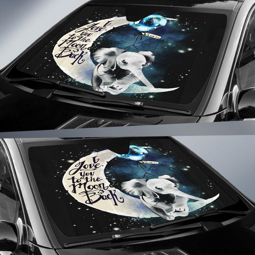 Elephant Car Sun Shades - Moon And Back Design For Auto Protection