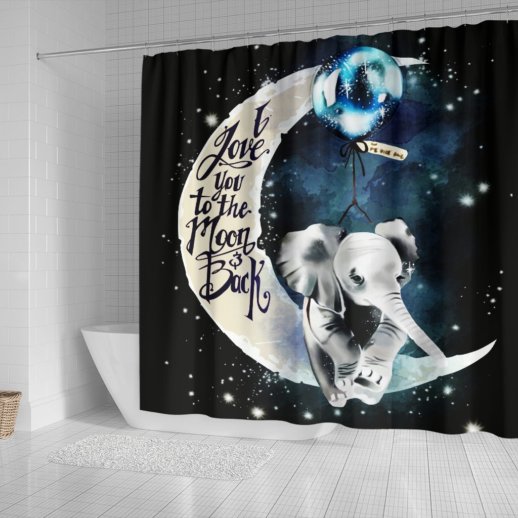 Elephant Shower Curtain - Moon Phase Design for Bathroom Decor