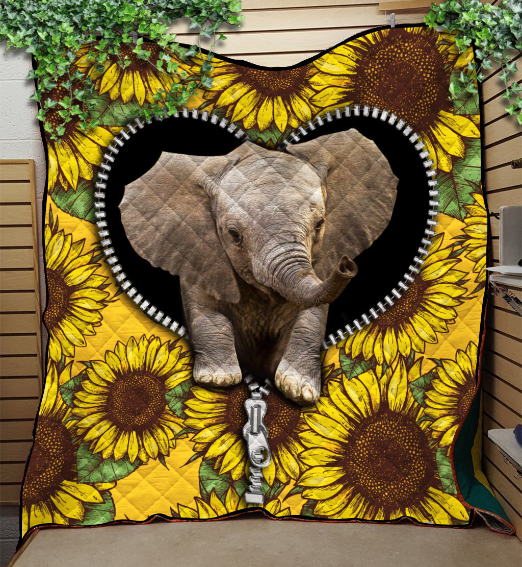 Elephant Sunflower Quilt Blanket for Cozy Home Décor