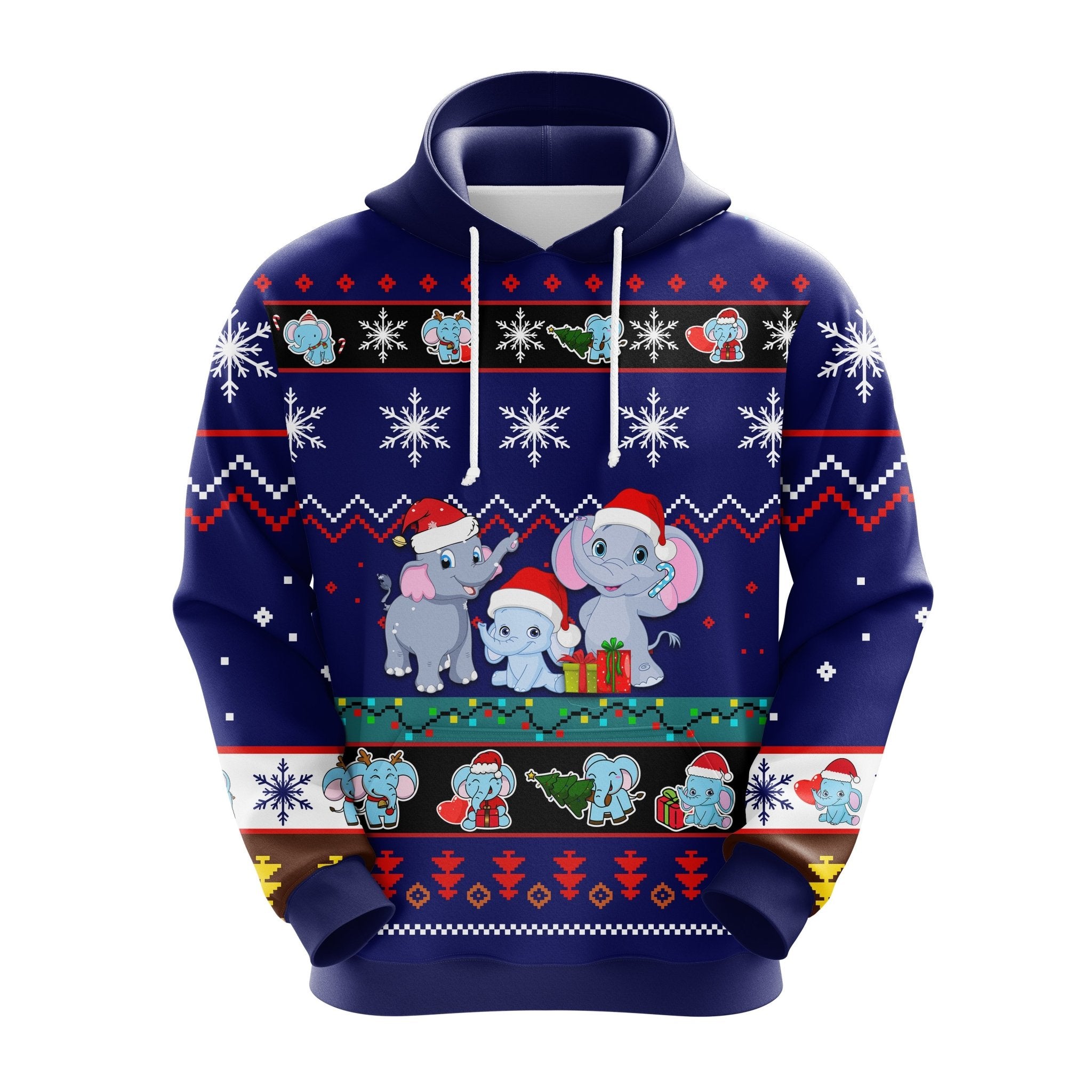 Cute Christmas Elephant Hoodie - Unique Thanksgiving Gift, Blue