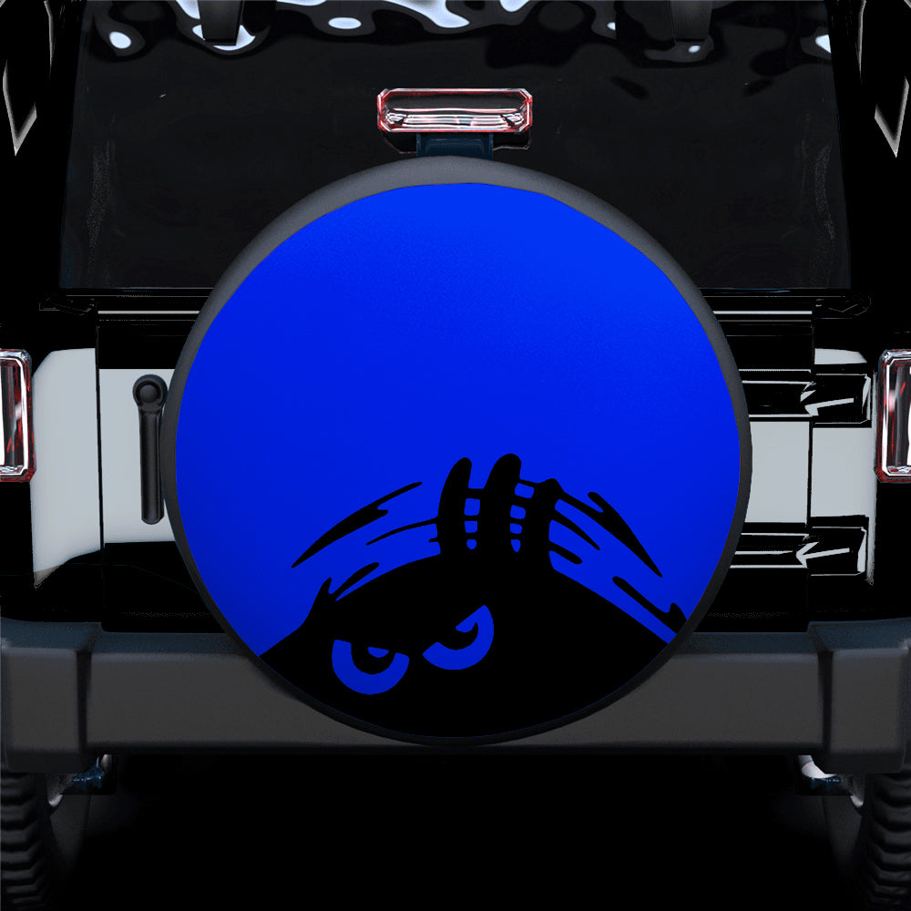 Funny Blue Jeep Tire Cover with Evil Monster Peeping Gift for Campers