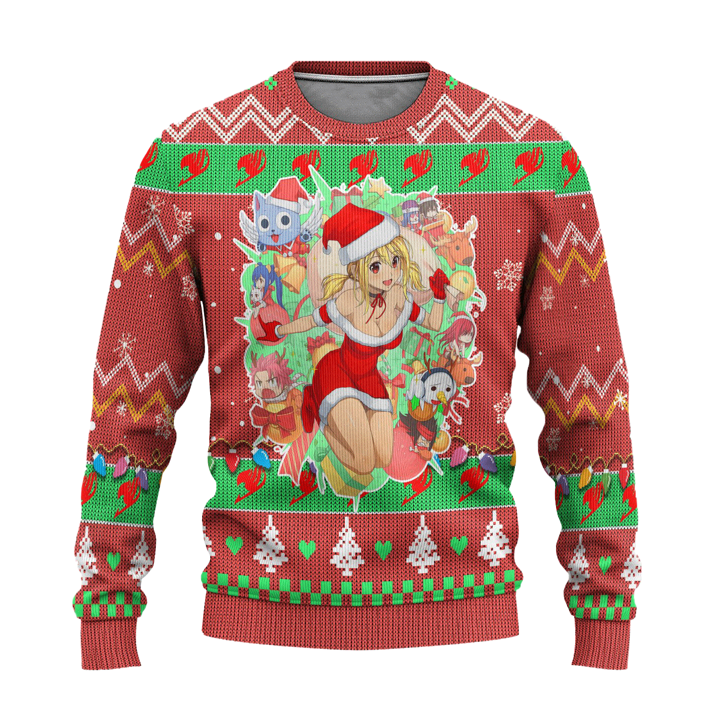 Fairy Tail Anime Custom Pink Christmas Sweater Ugly Xmas Gift