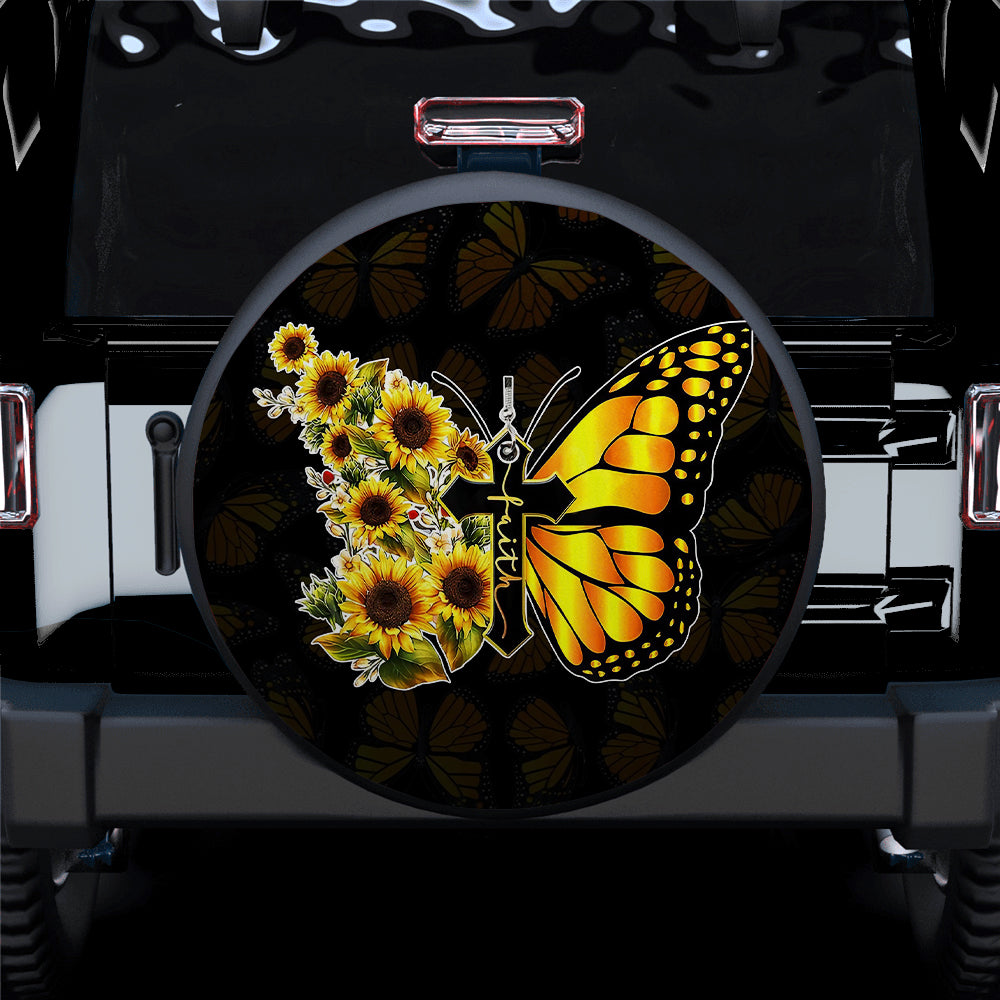 Faith Butterfly Design Jeep Spare Tire Cover Gift for Campers