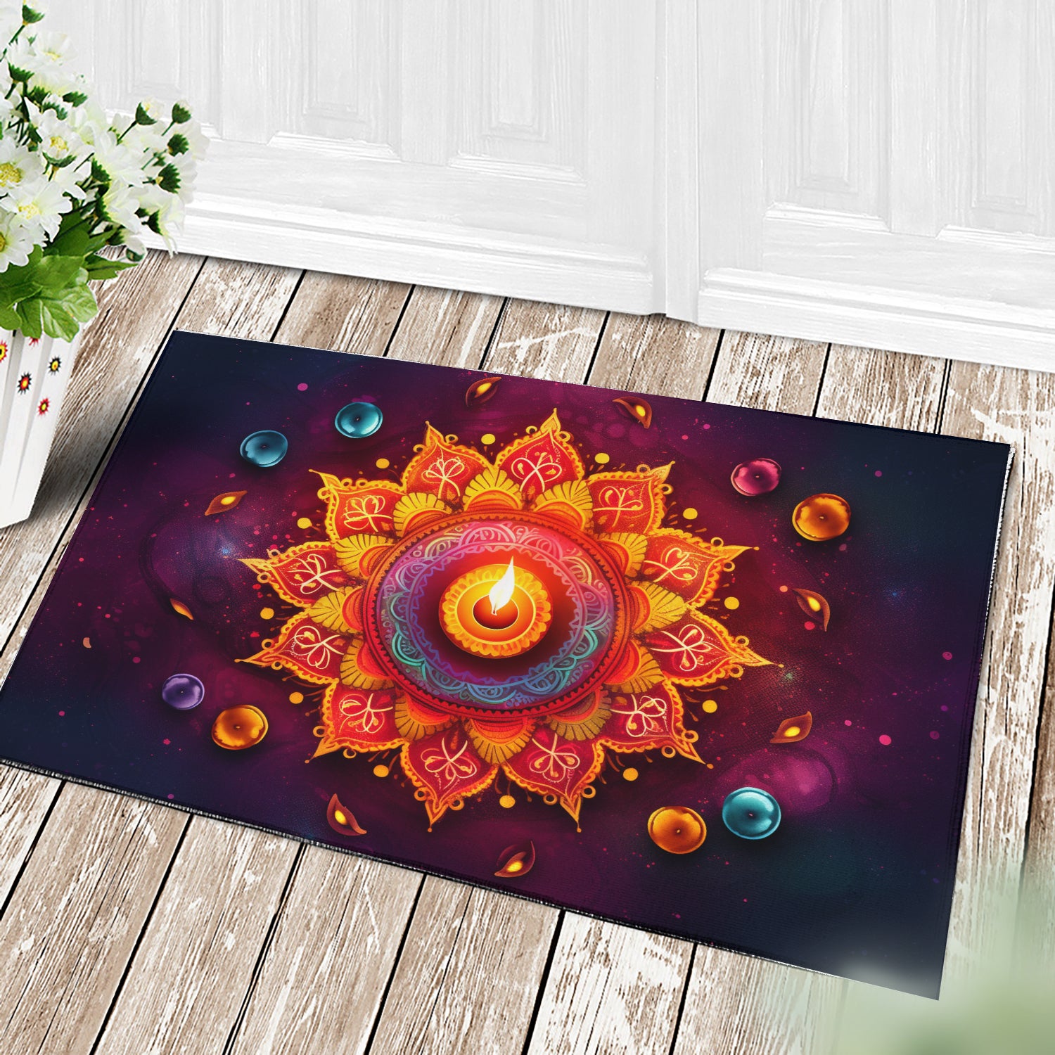 Mandala Festival Doormat Colorful Home Decor for Entryway