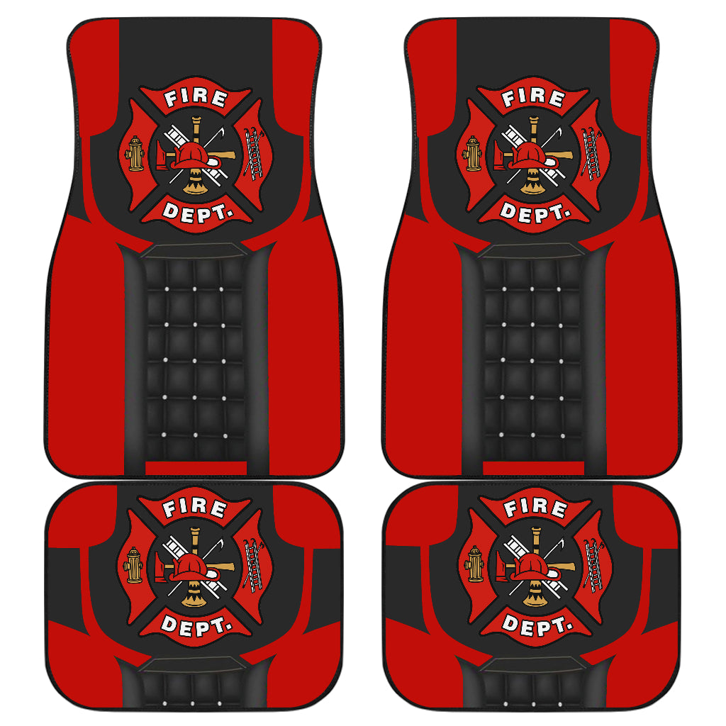 Fire Fighter Car Accessories - 4 Durable Floor Mats for Vehicles