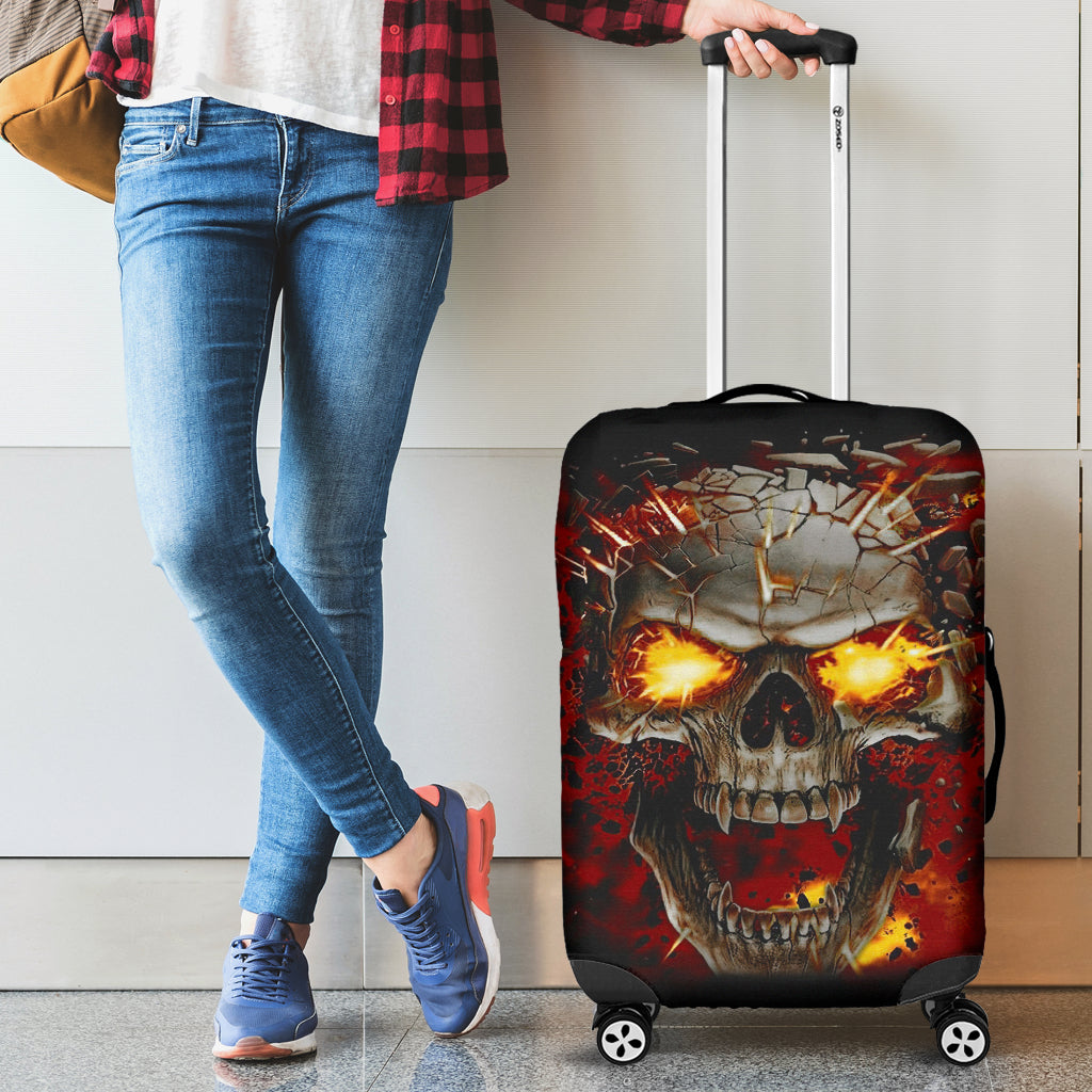 Fire Skull Suitcase Protector Luggage Cover for Travel Security