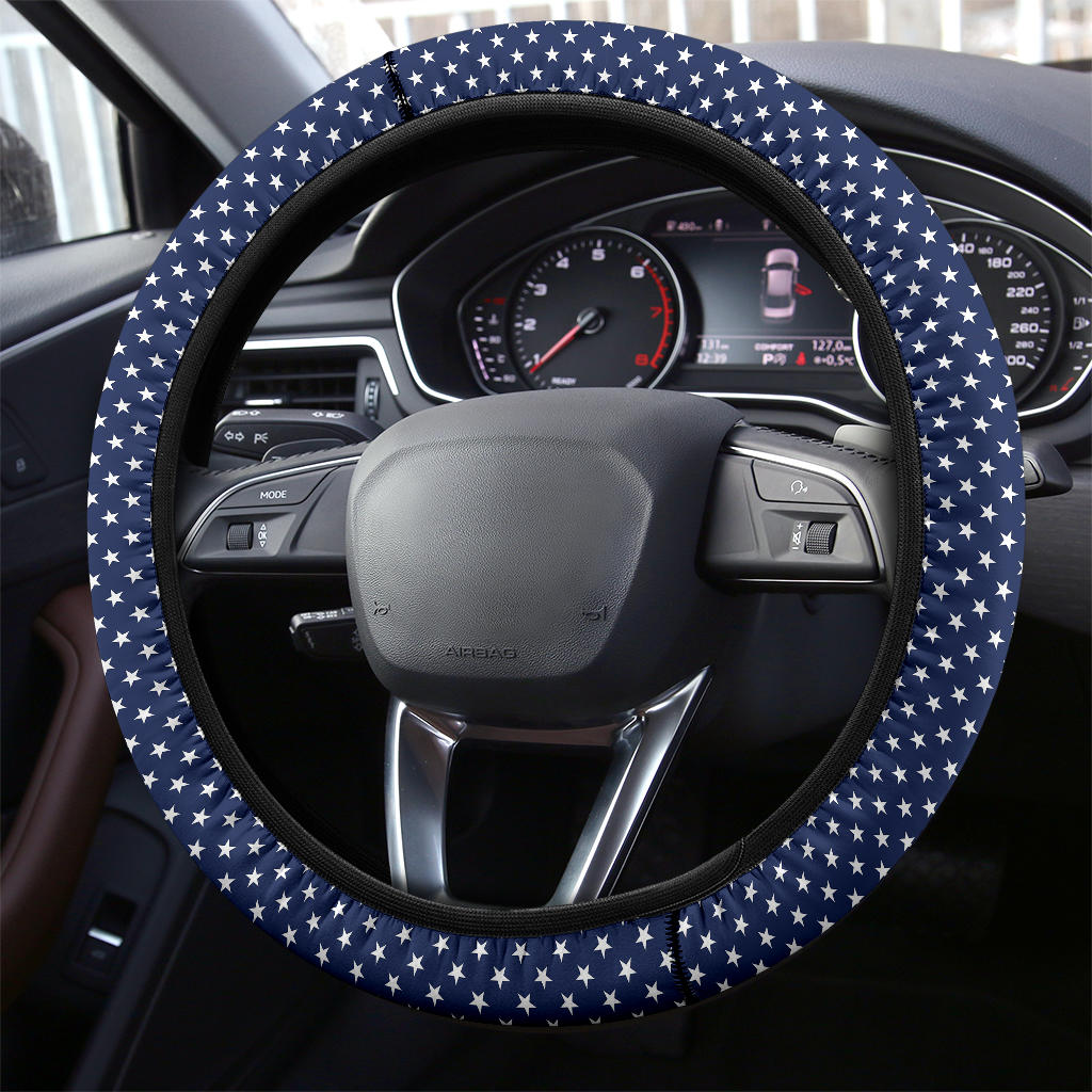 USA Flag Star Premium Steering Wheel Cover for Cars