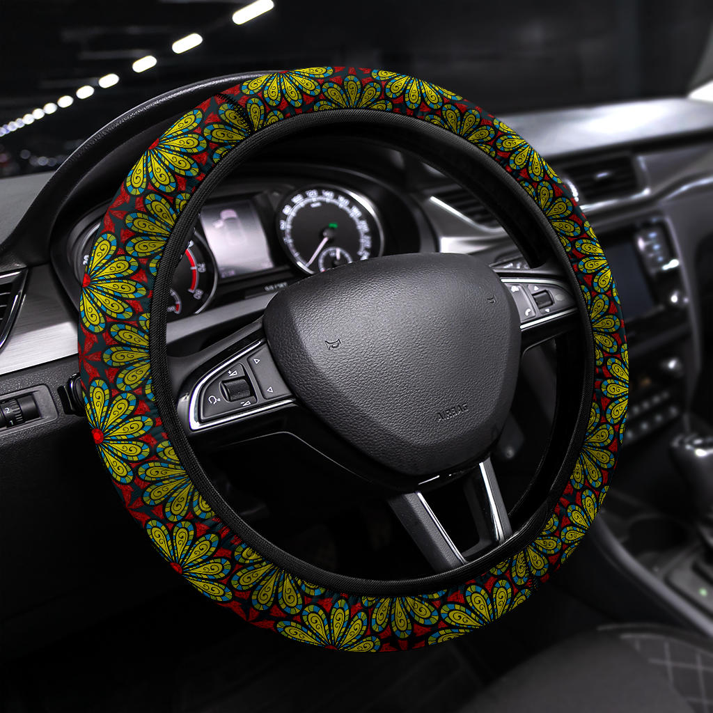 Premium Flower Glass Steering Wheel Cover for Car Flower