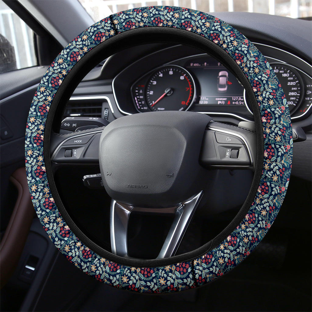 Premium Flower Retro Car Steering Wheel Cover - Model 7068