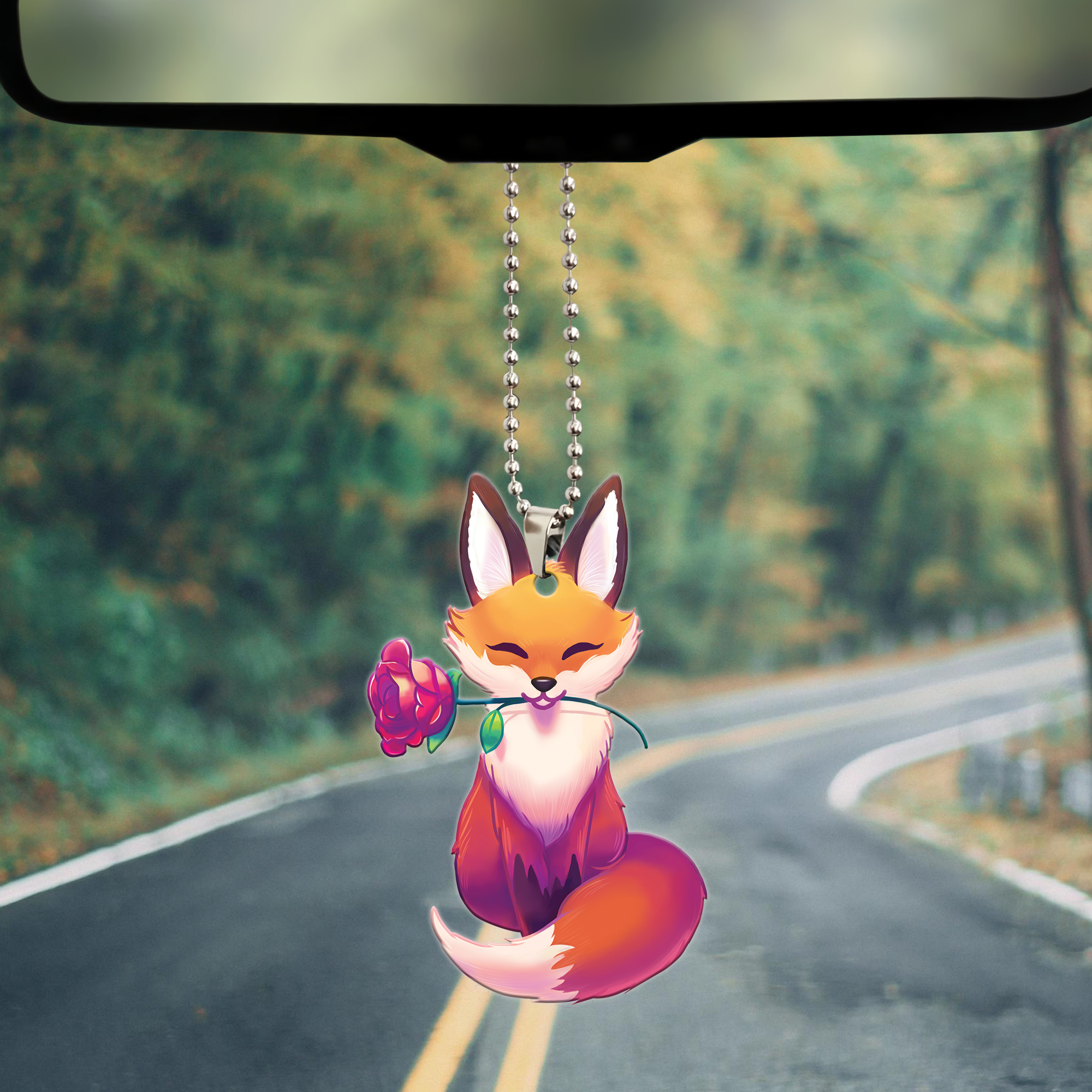 Custom Fox Roses Custom Shape Ornament | Unique Custom Shape Car Accessories Decoration