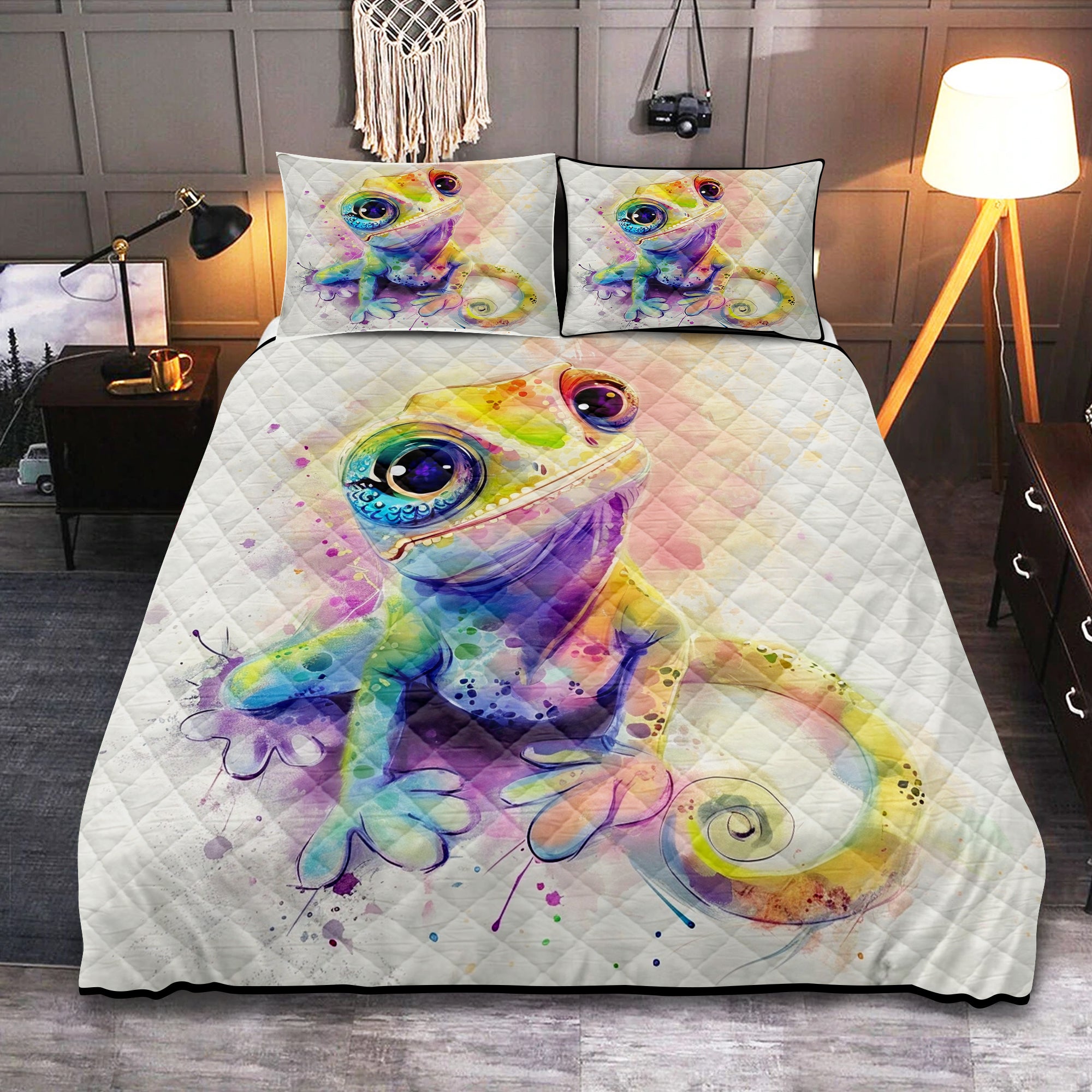Colorful Frog Design Quilt Bed Set for Kids Bedrooms