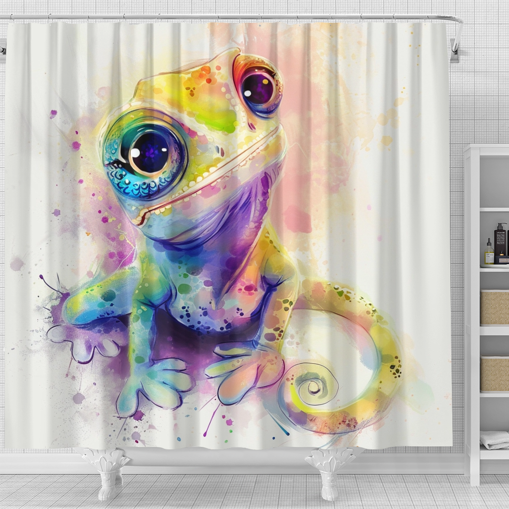 Colorful Frog Design Shower Curtain for Bathroom Decor