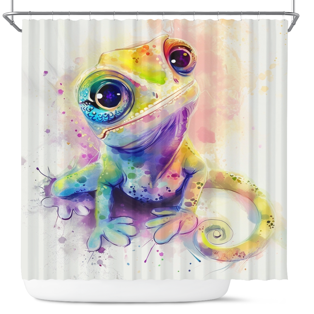 Colorful Frog Design Shower Curtain for Bathroom Decor
