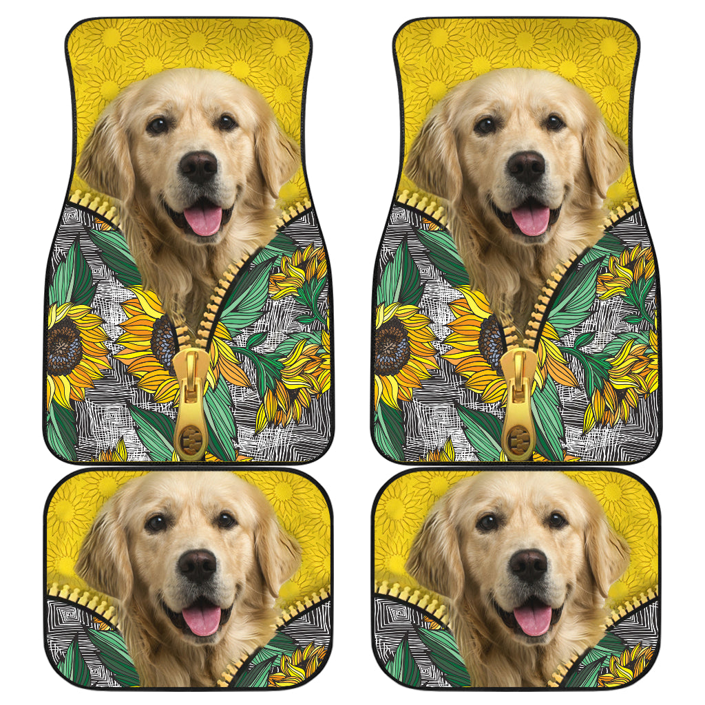 Golden Sunflower Car Floor Mats - Fun Car Accessories Decor