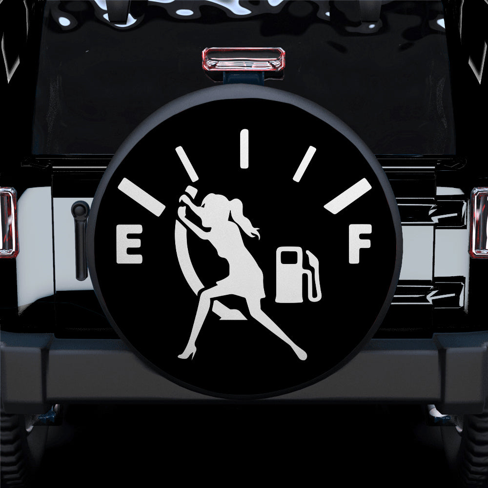 Funny Almost Out Of Gas Girl Jeep Gift for Campers - Spare Tire Cover