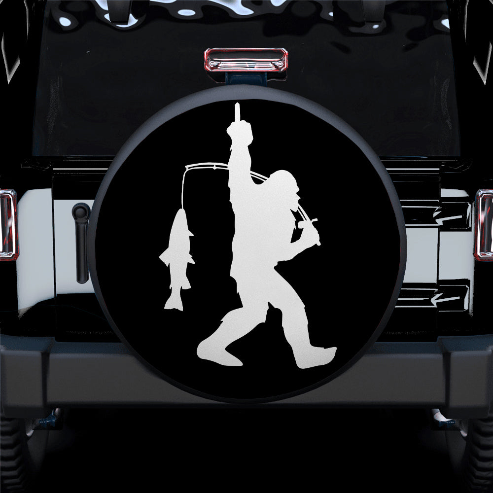 Bigfoot Sasquatch Fishing Jeep Car Spare Tire Cover Gift for Campers