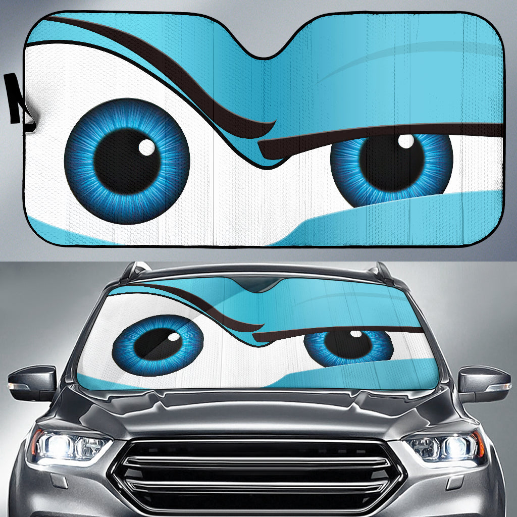 Funny Cartoon Eye Car Sunshades - Blue The Rock Style Auto Cover