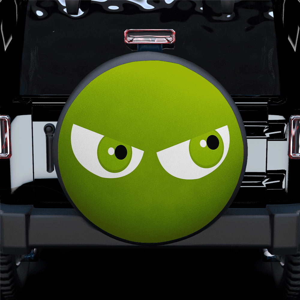 Angry Green Eyes Funny Cartoon Jeep Car Spare Tire Cover for Campers