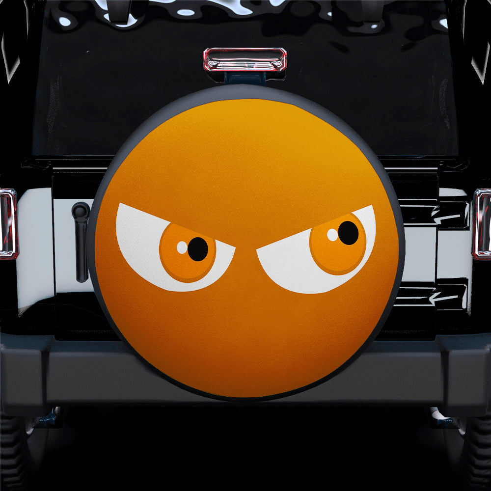 Funny Cartoon Gift for Campers - Angry Orange Eyes Jeep Tire Covers