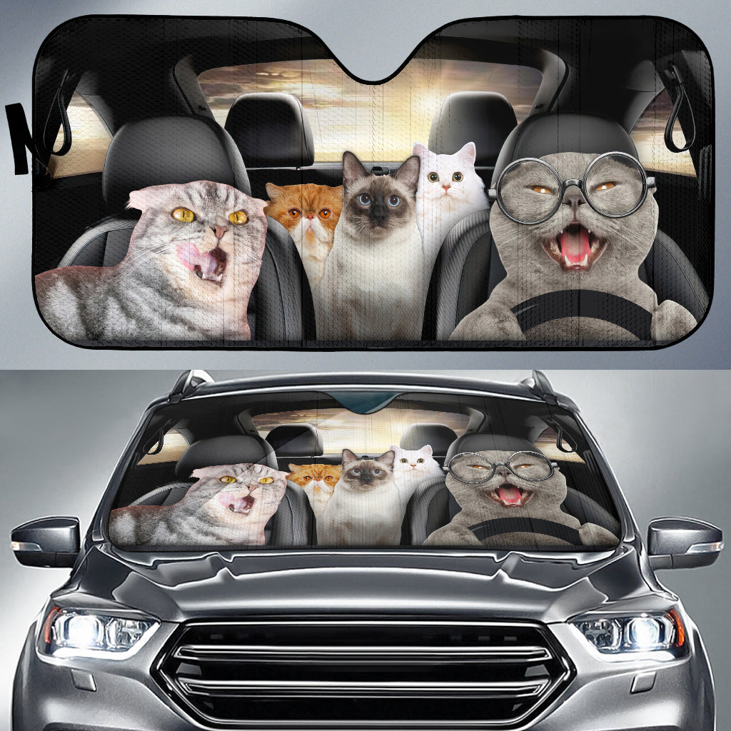 Funny Cat Driving Car Sunshades - Auto Sunshade for Vehicles