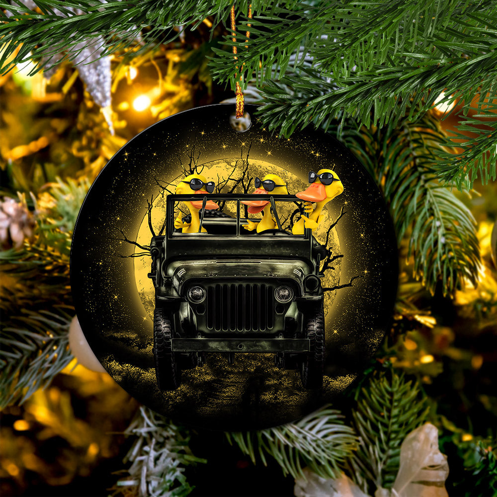 Funny Ducks Halloween Moonlight Jeep Ornament - Perfect Holiday Gift