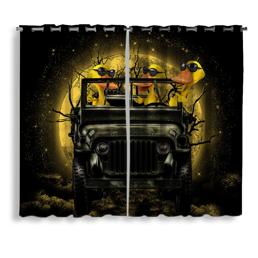 Halloween Jeep Driving Funny Ducks Window Curtain Funny