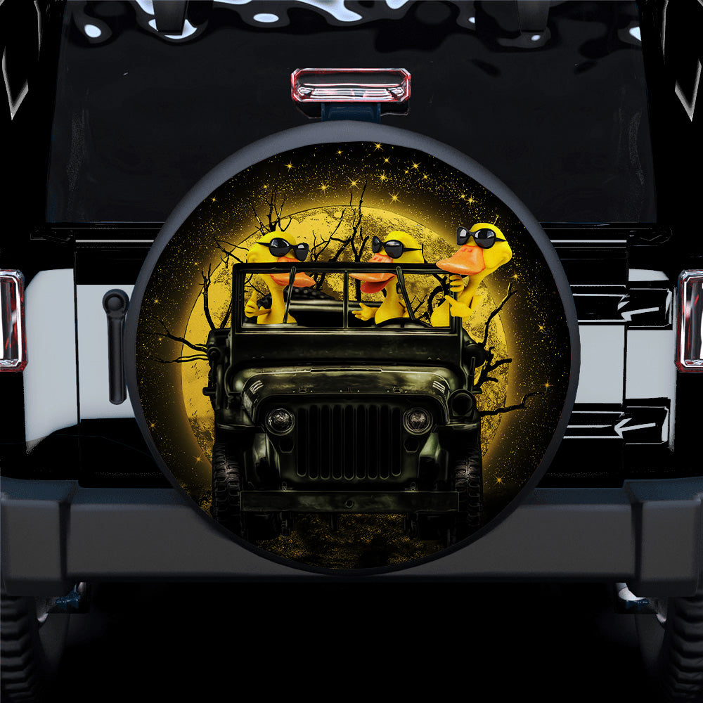 Funny Duck Jeep Moonlight Halloween Spare Tire Covers for Campers