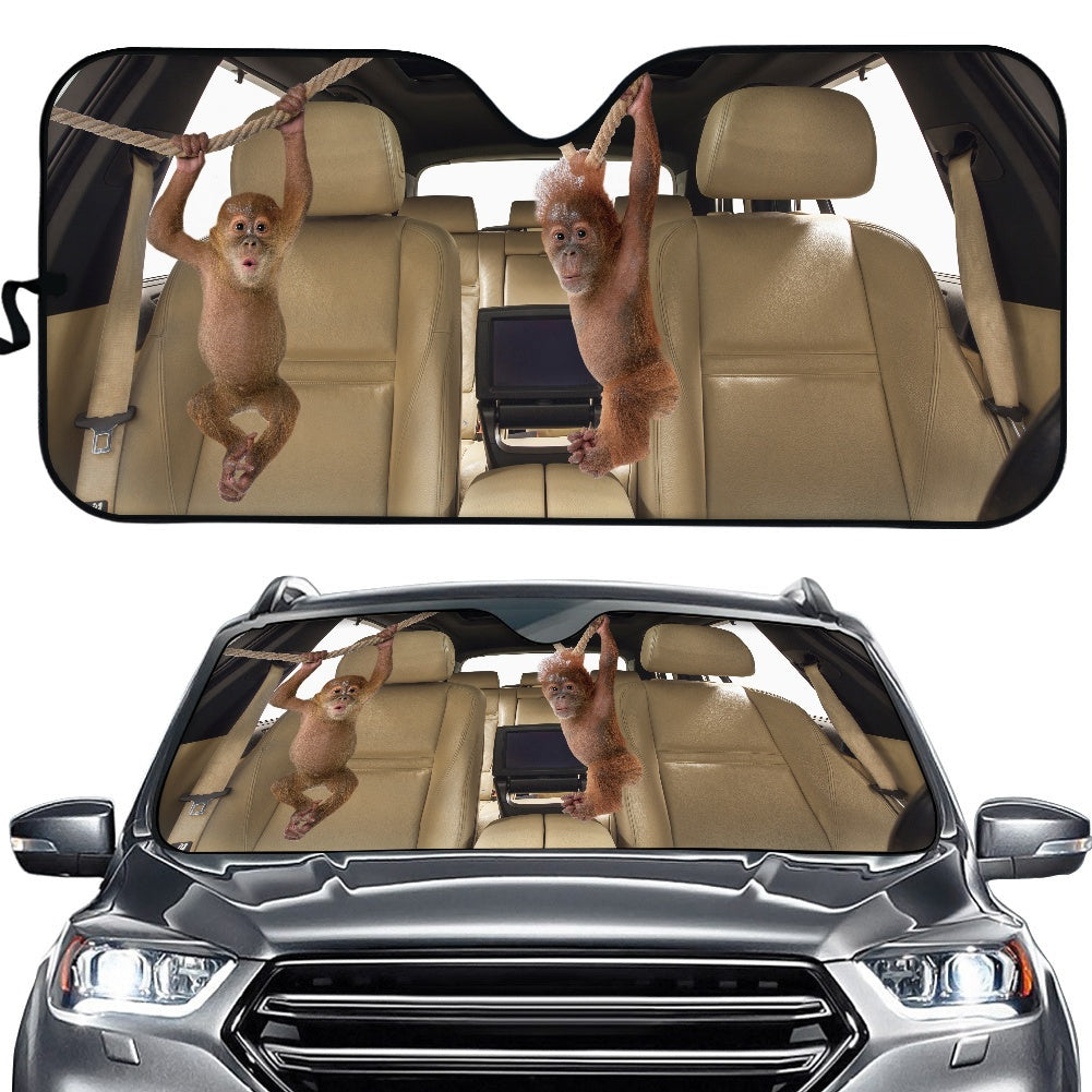Funny Monkeys Car Sunshades for Auto Window Protection