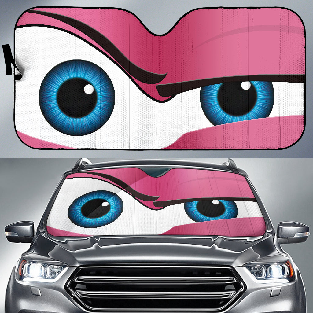 Funny Cartoon Eye Sunshades for Car - Pink Rock Style Automotive