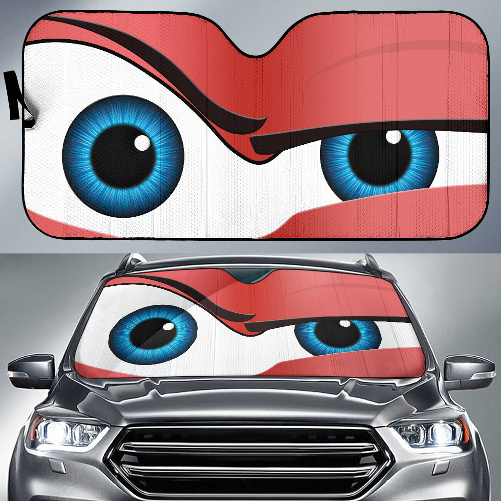 Funny Cartoon Eye Car Sunshades - Red The Rock Style Auto Shades