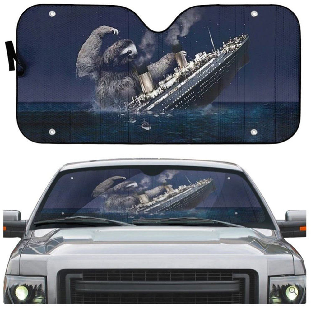 Funny Slothzilla Titanic Custom Auto Sun Shades Windshield Accessories