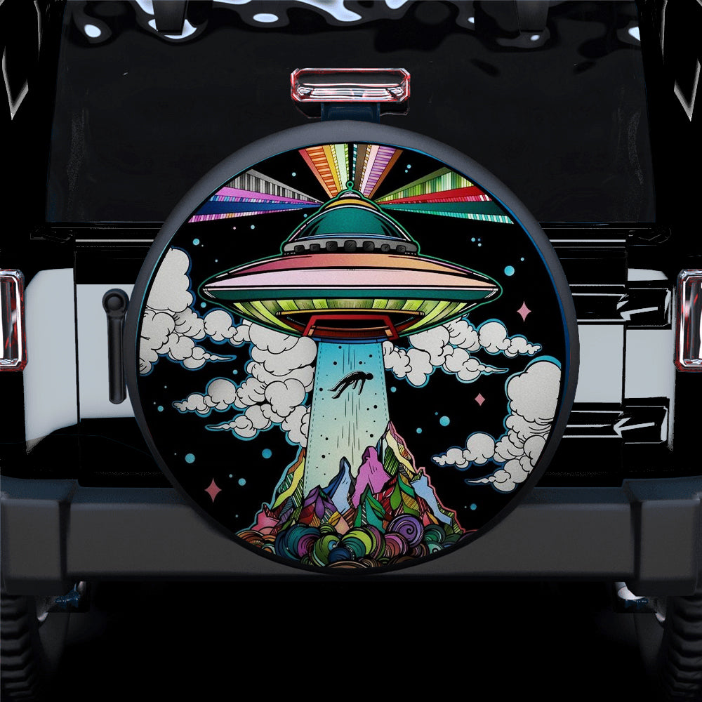 Funny UFO Art for Campers Jeep Car Spare Tire Cover Gift