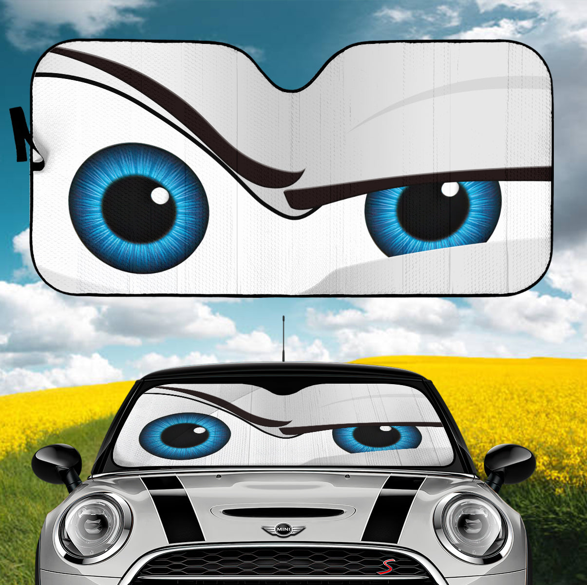Funny Cartoon Eye Sunshades for Car - The Rock Style Auto Accessory