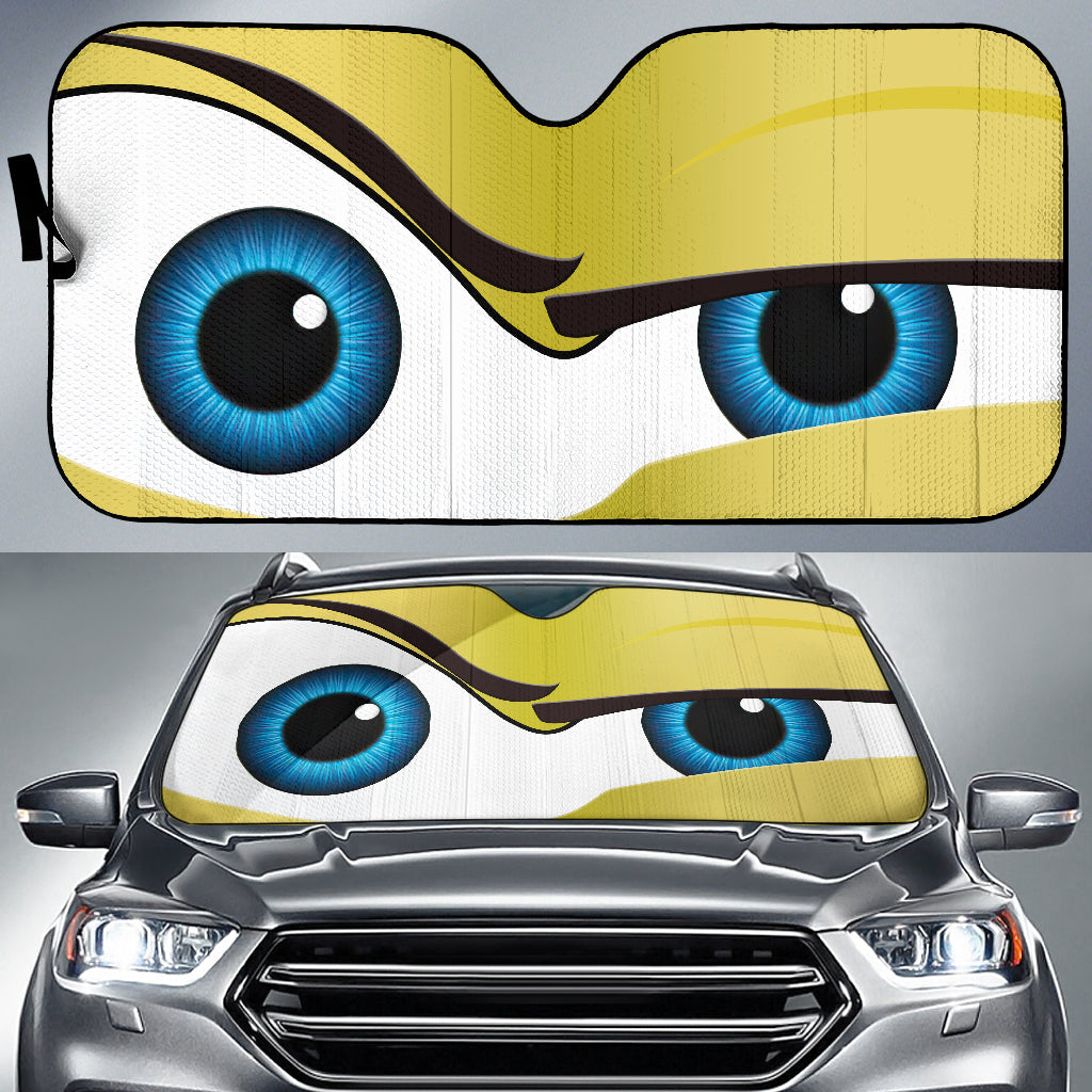 Funny Cartoon Eye Sunshades for Car - Yellow The Rock Style